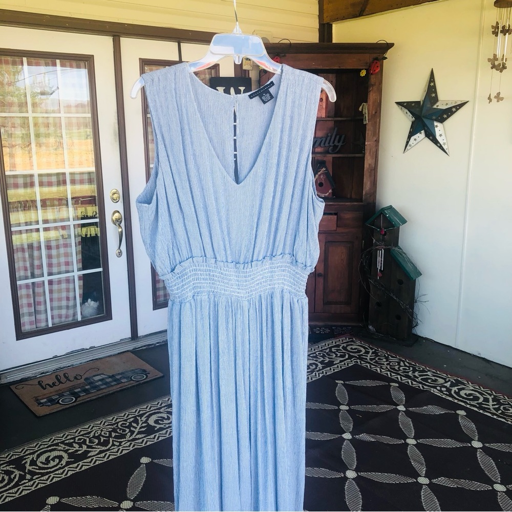 Grace Elements Women’s Silver Blue Pencil Stripe Sleeveless Jumpsuit Size XL - Picture 11 of 16